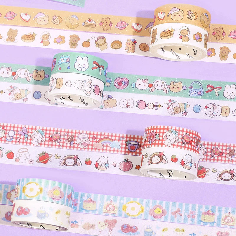 2 Rolls Lovely Retro Decorative Paper Masking Washi Tape Scrapbooking Supplies Cute Decorative Adhesive Tape Diary Decoration